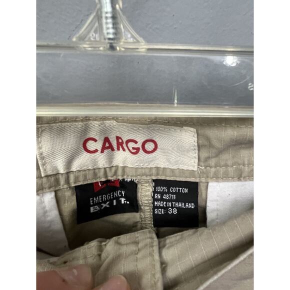 EMERGENCY EXIT Cargo Shorts Mens 38 khaki rip stop Casual‎ Outdoors Tan - Picture 3 of 5